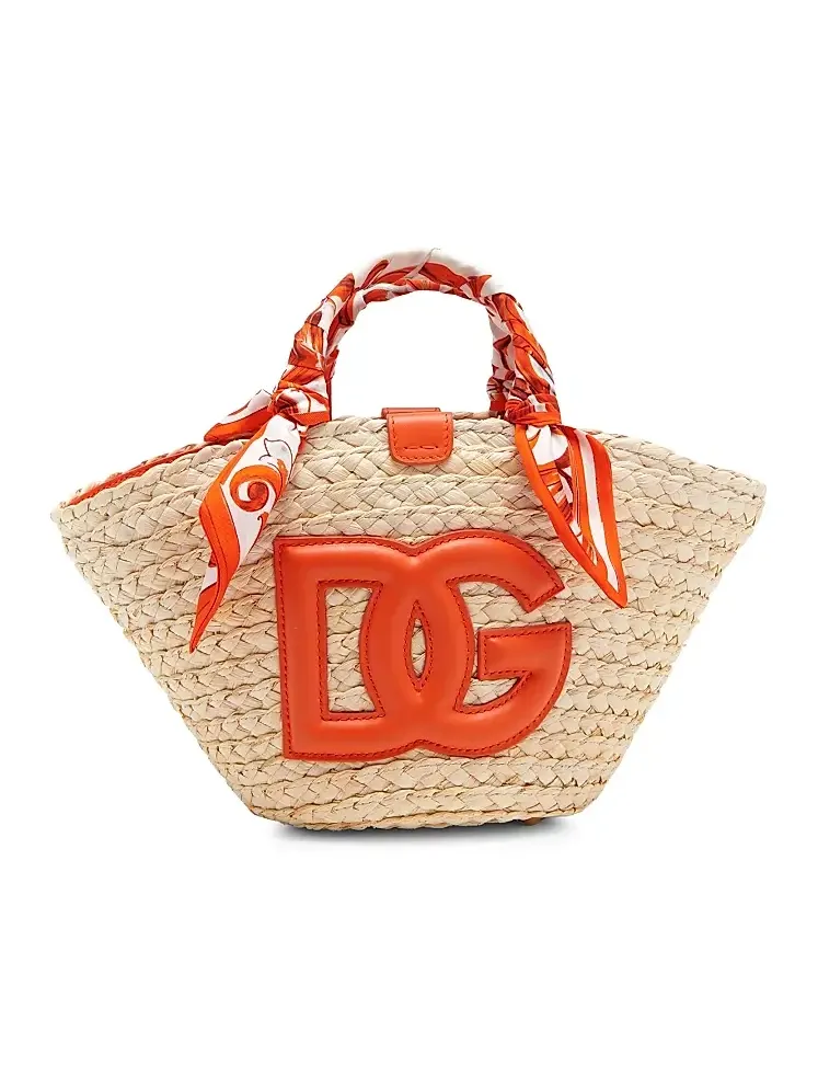 Women's Majolica Arancio-Print Straw Bucket Bag Women's Majolica Arancio-Print Straw Bucket Bag
