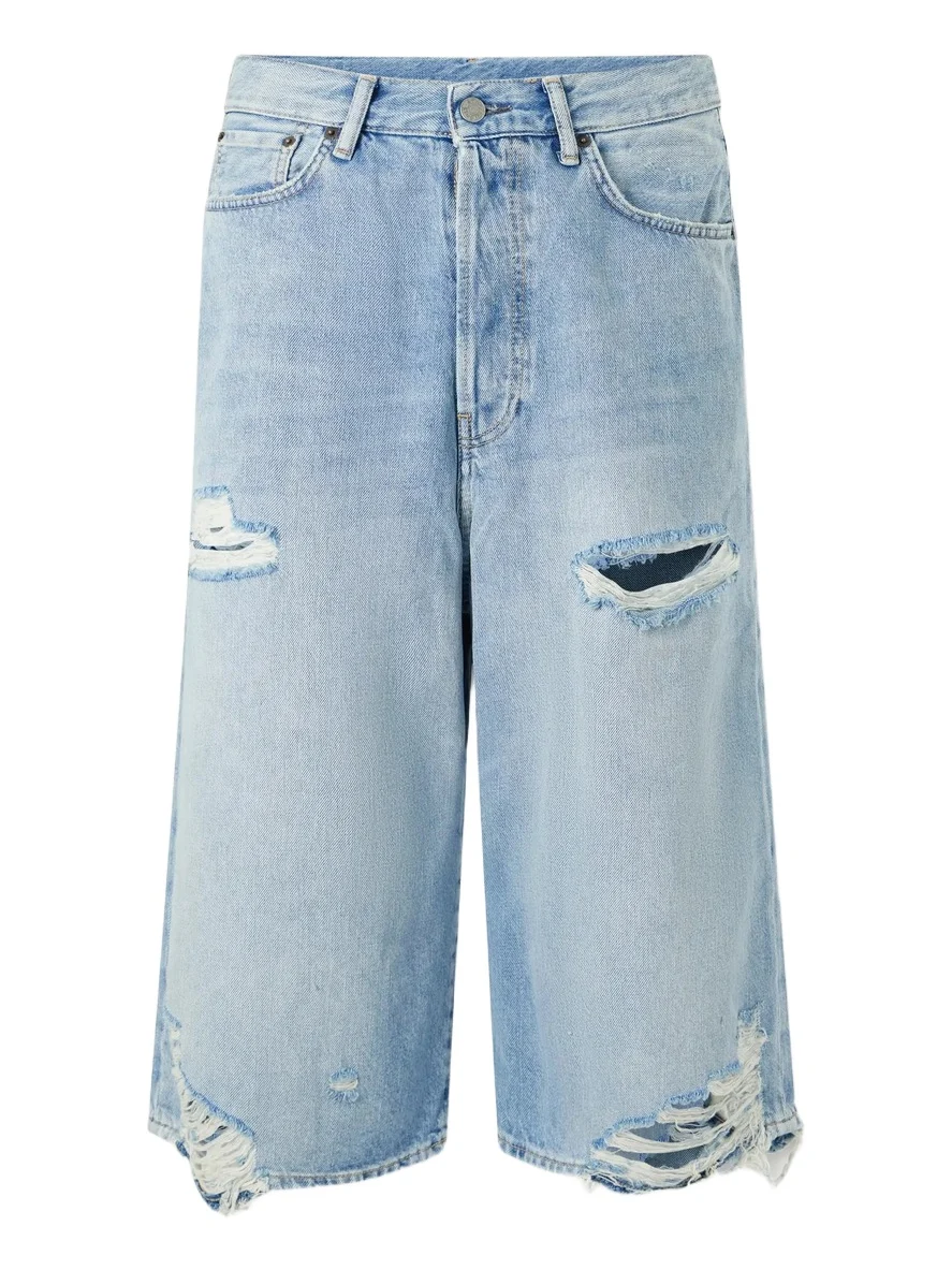 Acne Studios Wide-Leg Distressed Denim Shorts - Men