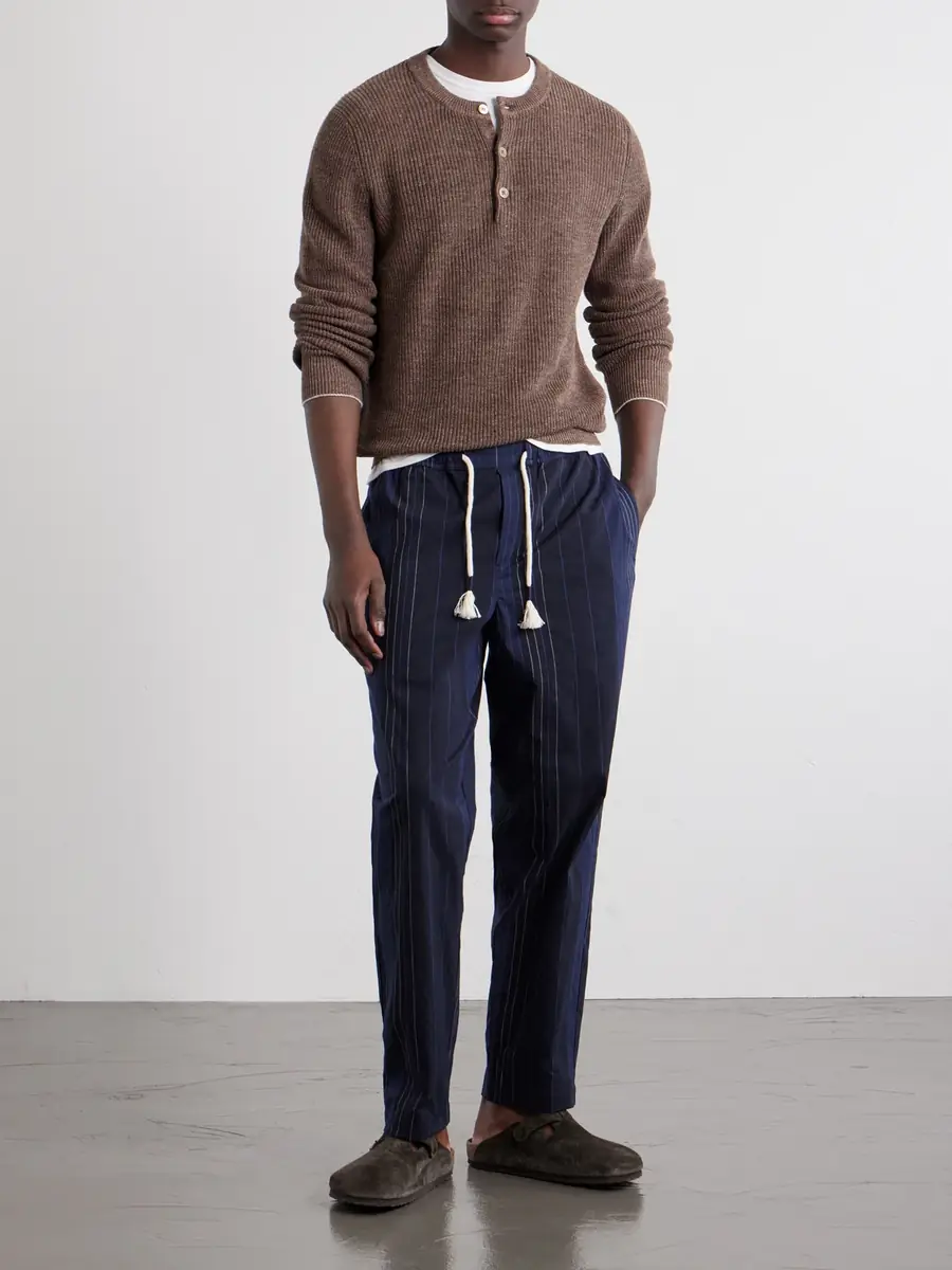 Orlebar Brown Sonoran Velo Straight-Leg Striped Cotton Drawstring Trousers - Men | Thumbnail 2