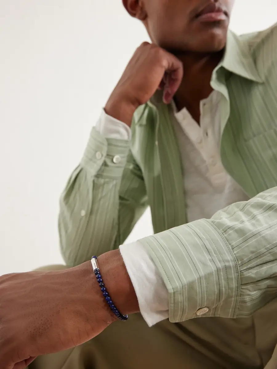 LE GRAMME 11g Sterling Silver Lapis Lazuli Beaded Bracelet - Men | Thumbnail 2