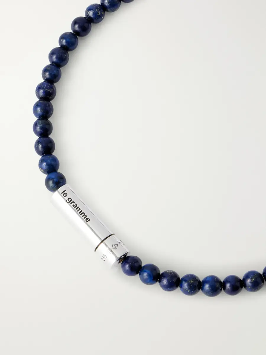 LE GRAMME 11g Sterling Silver Lapis Lazuli Beaded Bracelet - Men | Thumbnail 4