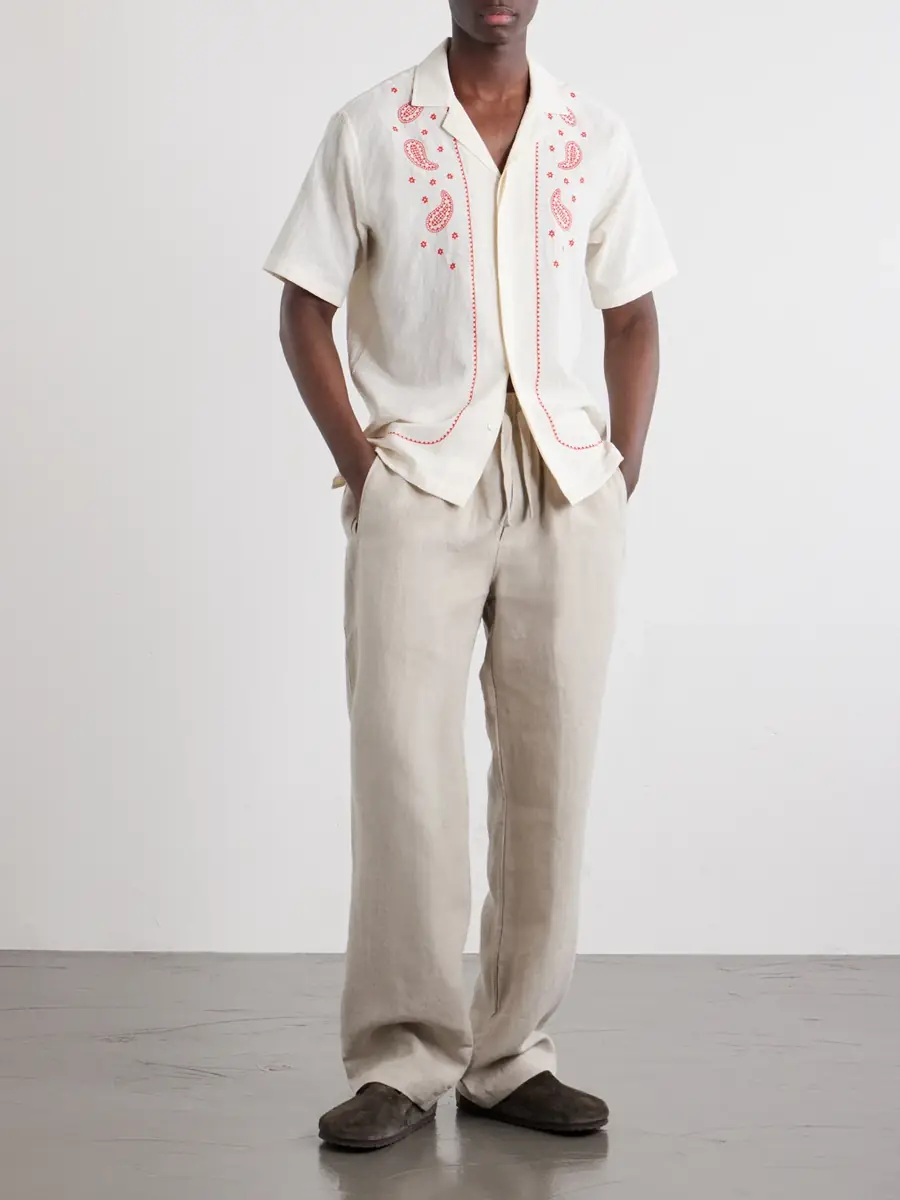 Orlebar Brown Maitan Camp-Collar Embroidered Cotton Shirt - Men | Thumbnail 2 Orlebar Brown Maitan Camp-Collar Embroidered Cotton Shirt - Men | Thumbnail 2