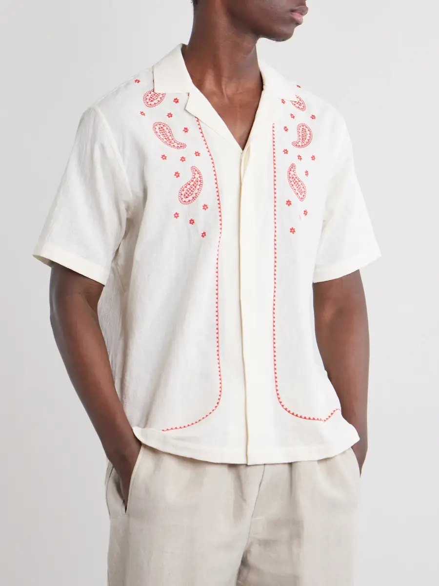 Orlebar Brown Maitan Camp-Collar Embroidered Cotton Shirt - Men | Thumbnail 3 Orlebar Brown Maitan Camp-Collar Embroidered Cotton Shirt - Men | Thumbnail 3