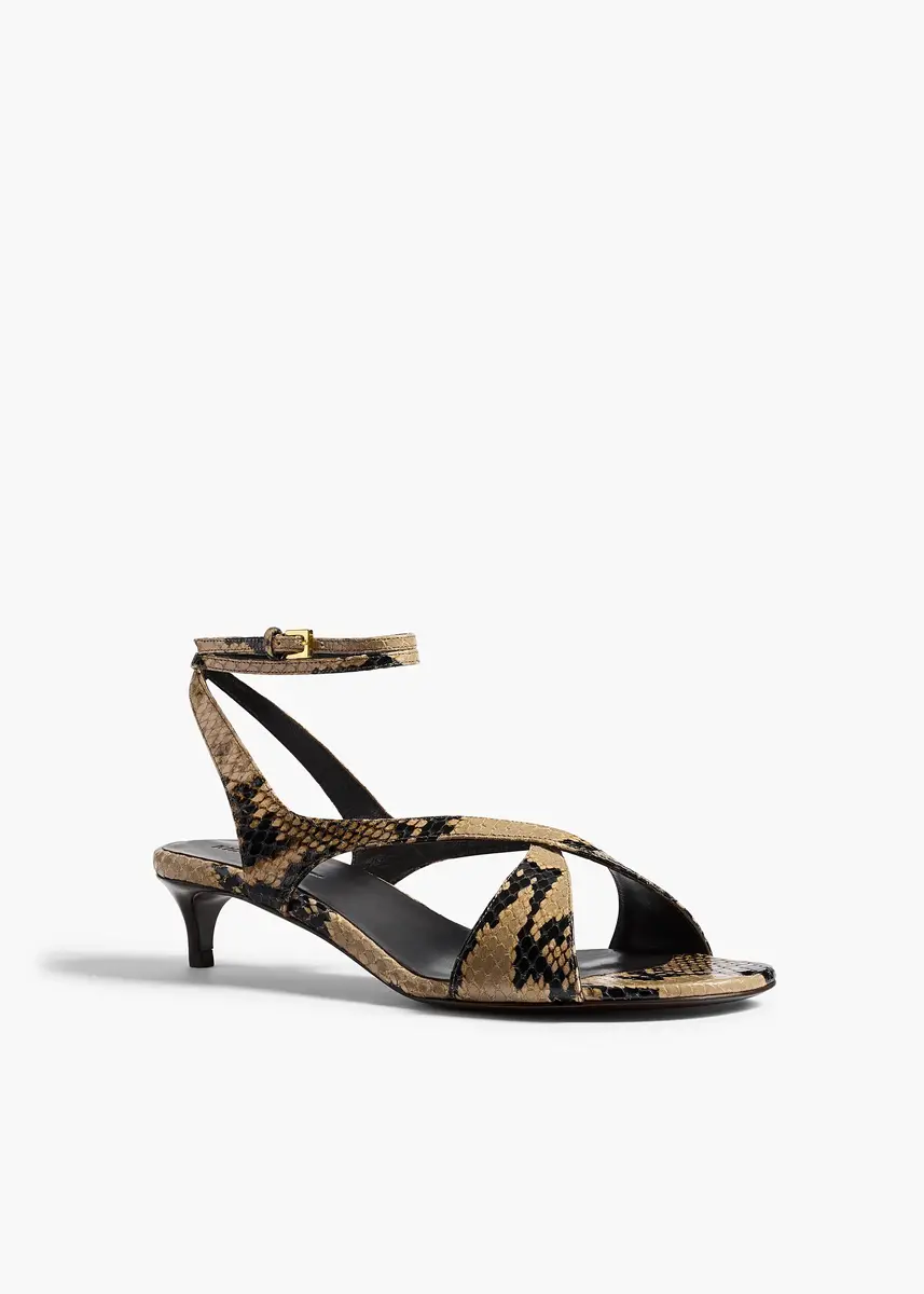 Khaite Liria Ankle Strap Sandal In Python-Embossed Taupe | Thumbnail 2 Khaite Liria Ankle Strap Sandal In Python-Embossed Taupe | Thumbnail 2