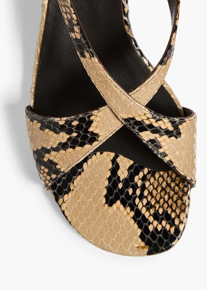 Khaite Liria Ankle Strap Sandal In Python-Embossed Taupe | Thumbnail 3 Khaite Liria Ankle Strap Sandal In Python-Embossed Taupe | Thumbnail 3