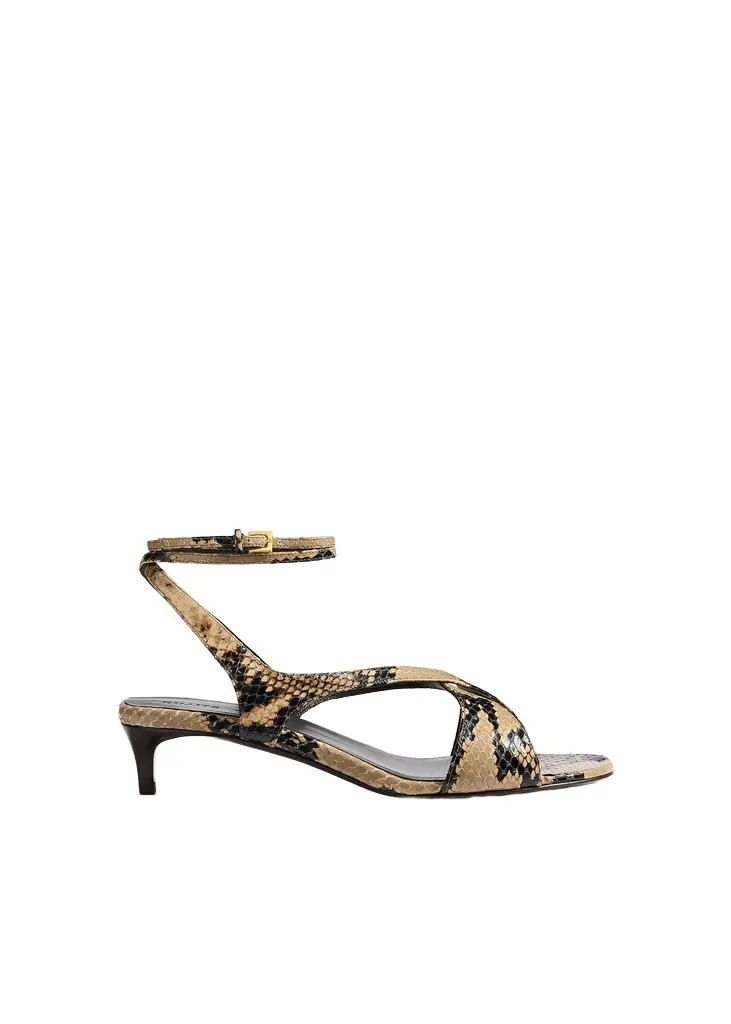 Liria Ankle Strap Sandal In Python-Embossed Taupe