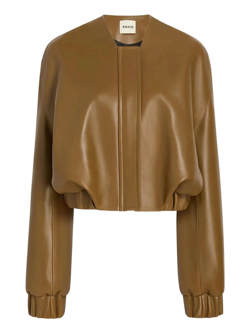 Khaite Cordan Jacket In Dark Olive Leather