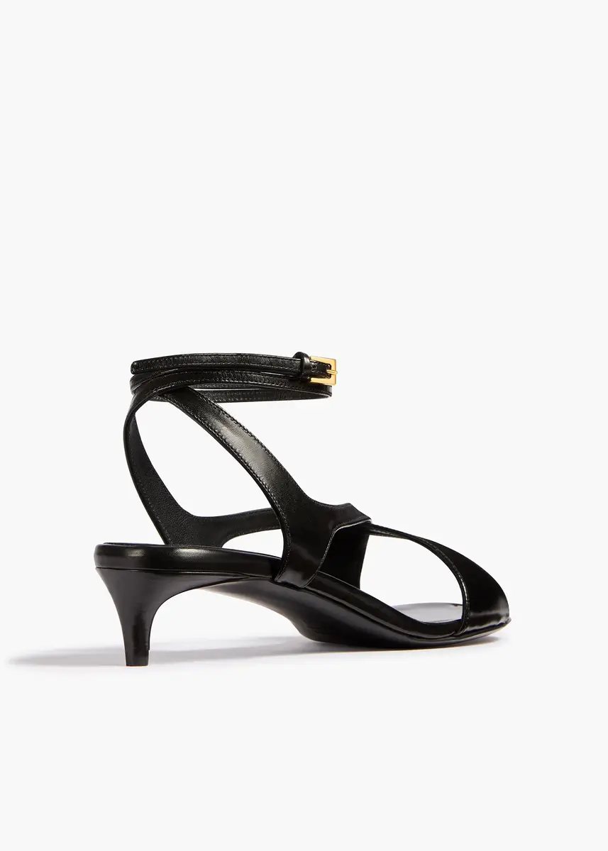 Khaite Liria Ankle Strap Sandal In Black Glazed Leather | Thumbnail 3 Khaite Liria Ankle Strap Sandal In Black Glazed Leather | Thumbnail 3