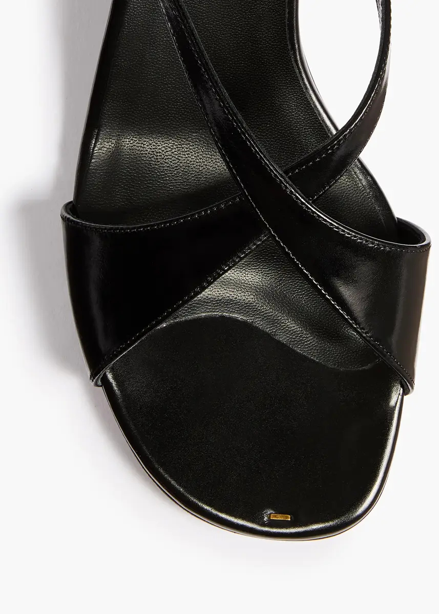 Khaite Liria Ankle Strap Sandal In Black Glazed Leather | Thumbnail 4 Khaite Liria Ankle Strap Sandal In Black Glazed Leather | Thumbnail 4