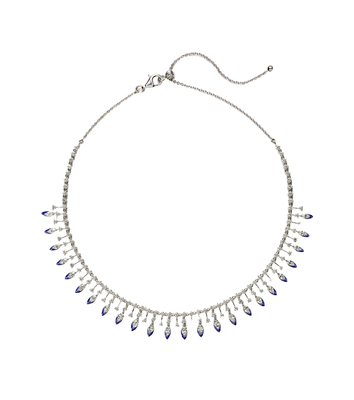 18kt white gold and enamel choker with diamonds