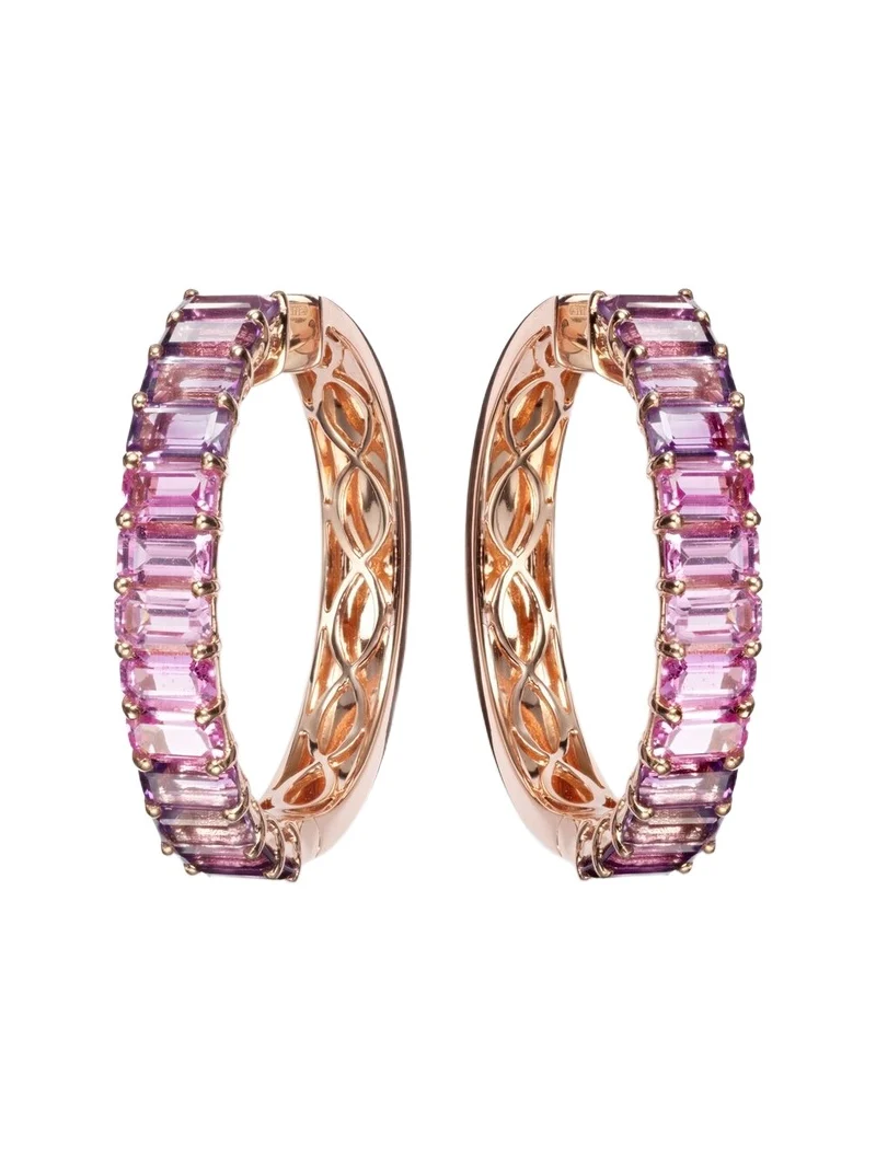 18kt rose gold hoop earrings with sapphires and amethysts 18kt rose gold hoop earrings with sapphires and amethysts