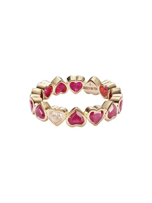 18kt yellow gold ring with rubies and diamonds 18kt yellow gold ring with rubies and diamonds