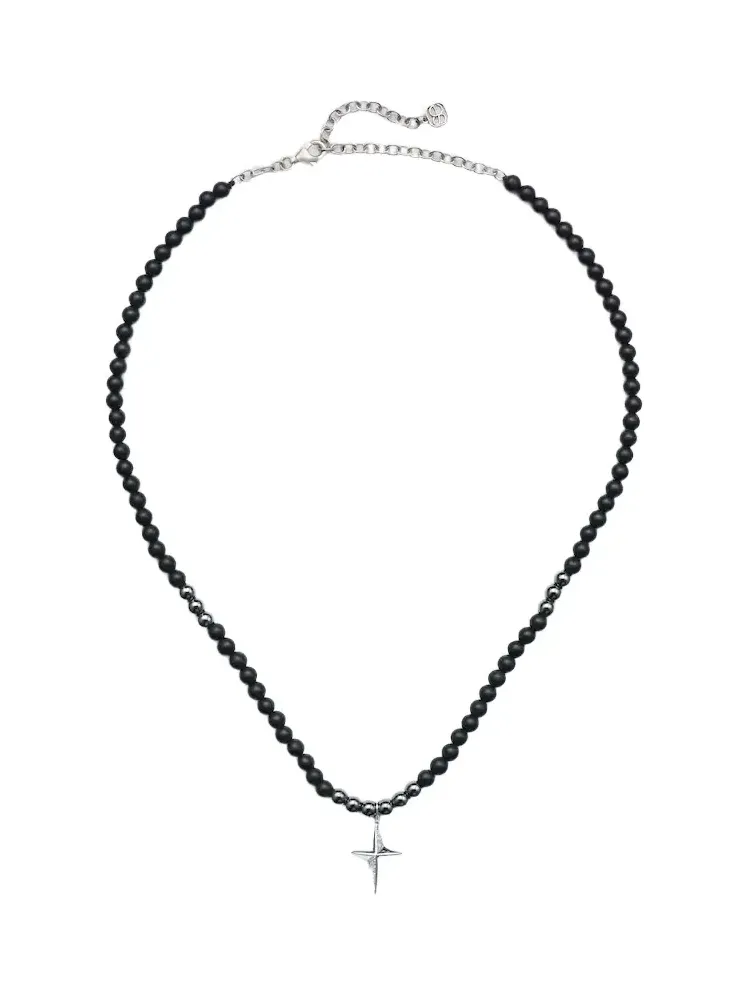 Sydney Evan Star 14kt white gold beaded necklace with diamonds