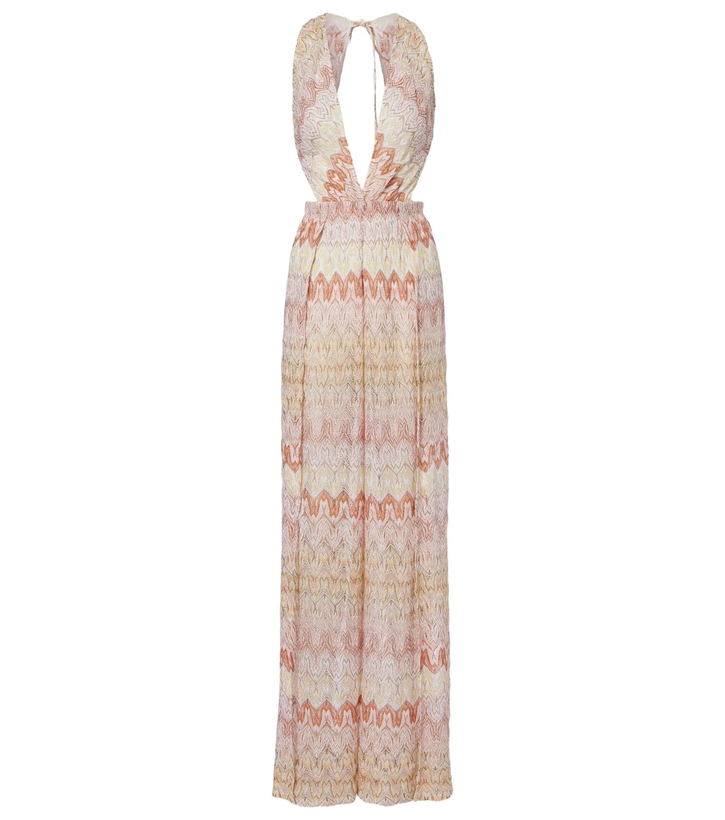 Open-back lamé jumpsuit