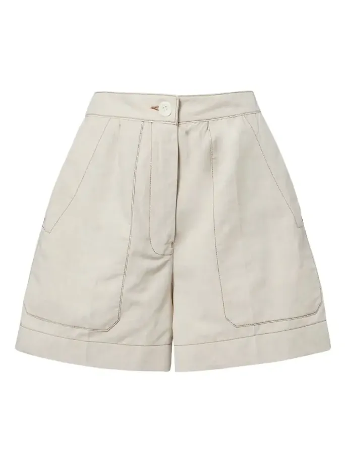 Cotton and linen chambray shorts Cotton and linen chambray shorts