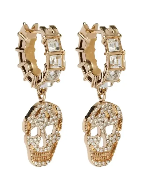 Skull crystal-embellished drop earrings