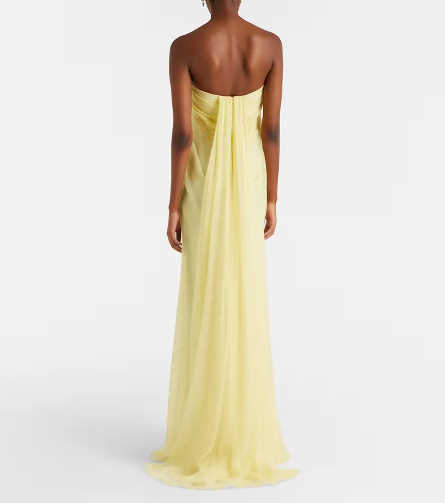Alexander McQueen Draped silk chiffon bustier gown | Thumbnail 4