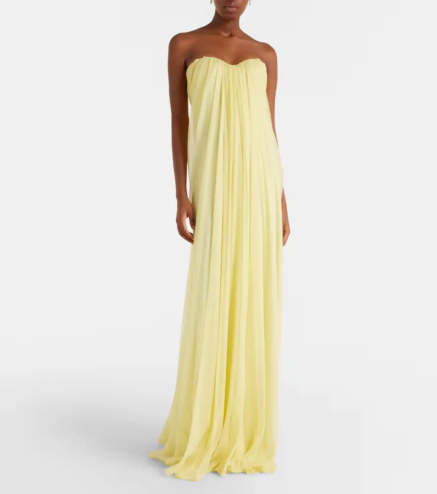 Alexander McQueen Draped silk chiffon bustier gown | Thumbnail 6