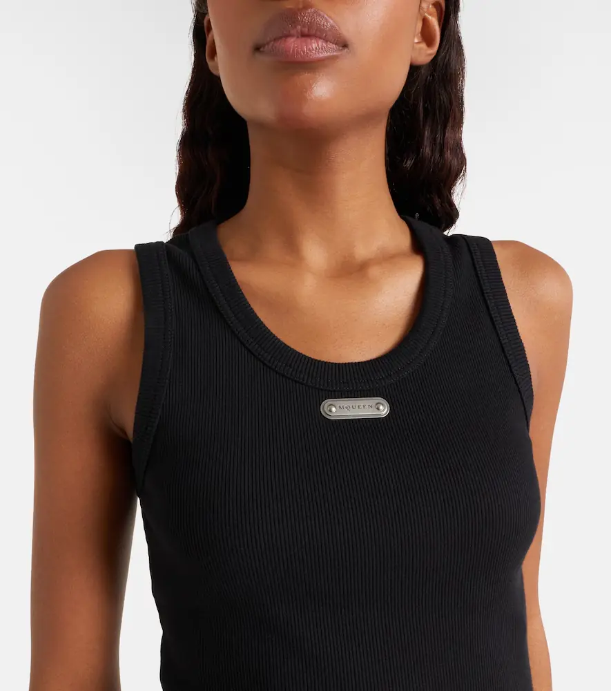 Alexander McQueen Logo ribbed-knit cotton tank top | Thumbnail 5