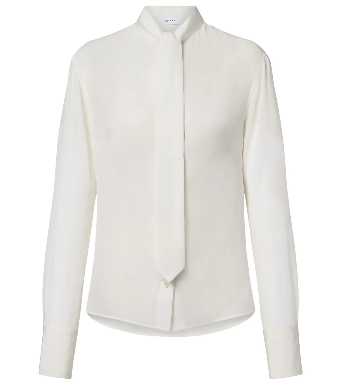 Tie-neck silk crêpe de chine blouse