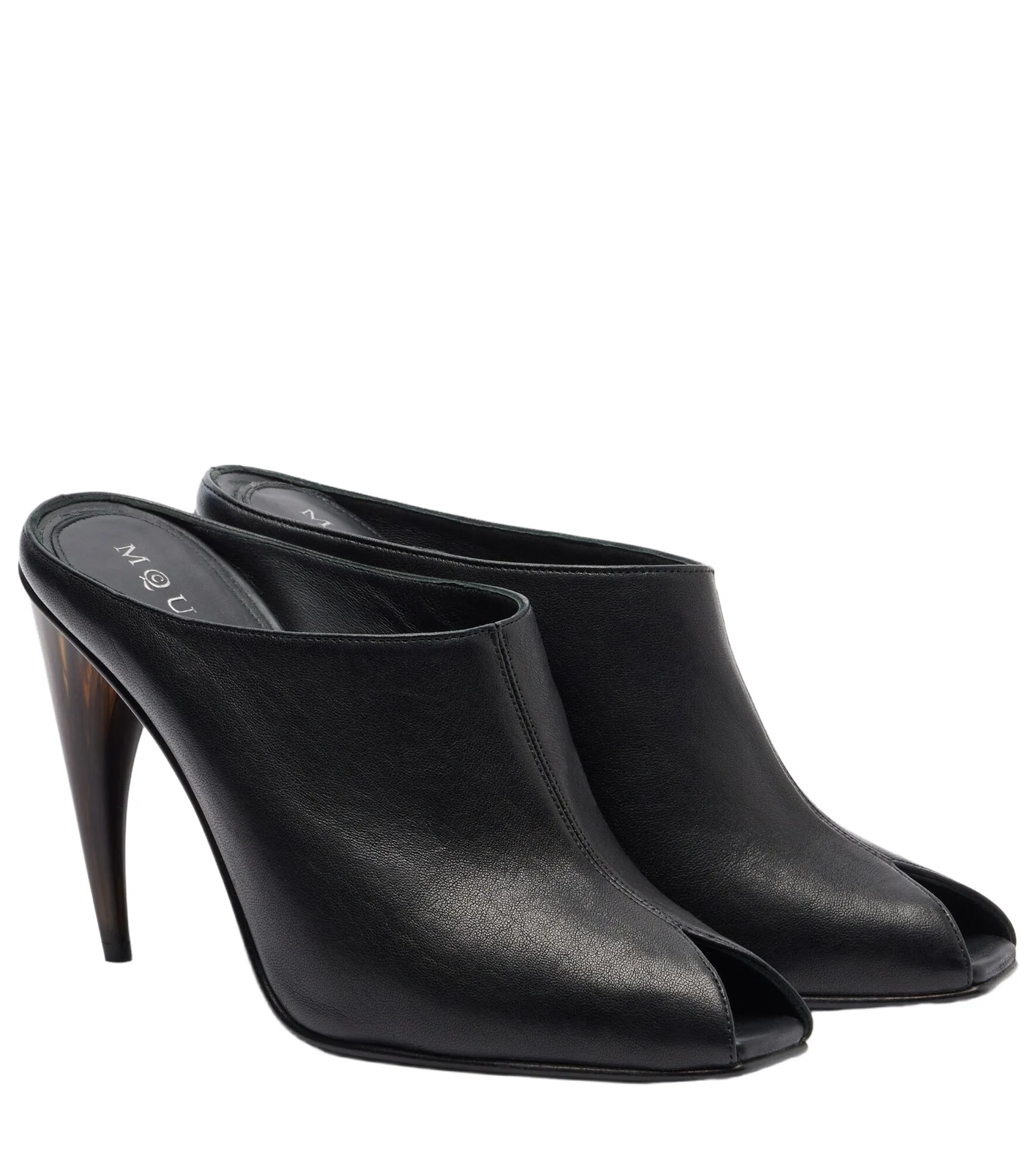 Horn Heel leather mules