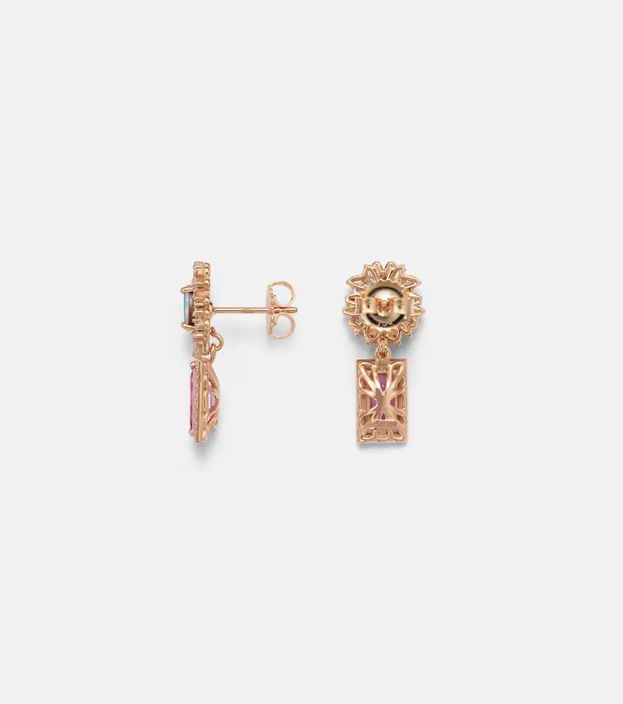 Suzanne Kalan 18kt rose gold drop earrings with gemstones | Thumbnail 4 Suzanne Kalan 18kt rose gold drop earrings with gemstones | Thumbnail 4