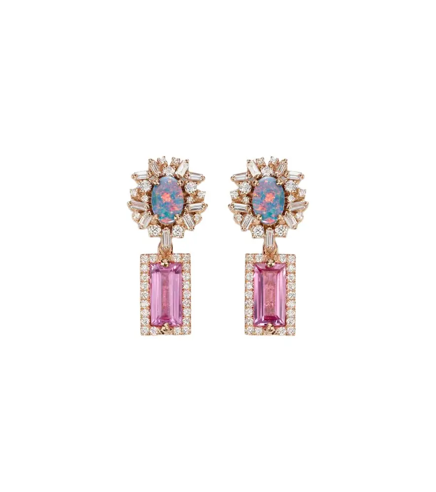 Suzanne Kalan 18kt rose gold drop earrings with gemstones | Image 1 Suzanne Kalan 18kt rose gold drop earrings with gemstones | Image 1