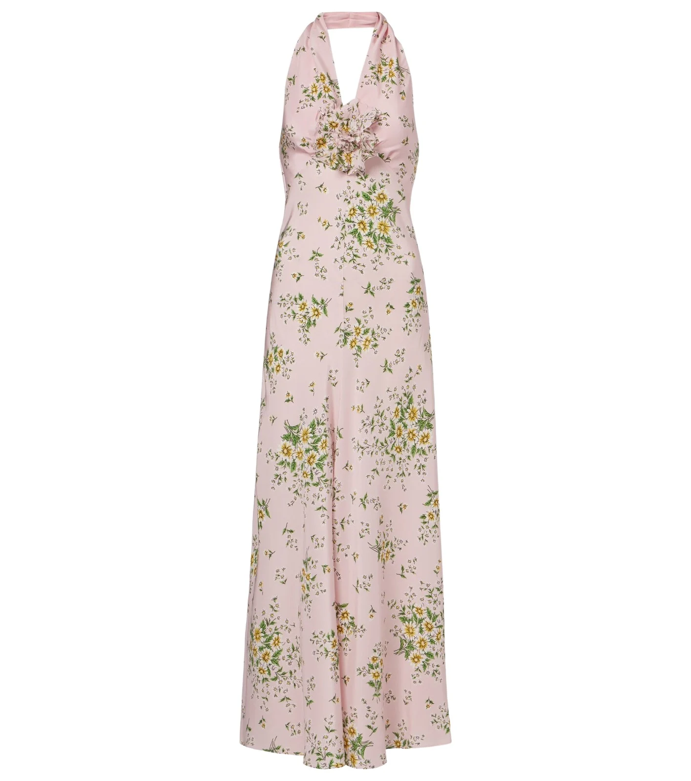 Floral-appliqué floral silk crêpe gown Floral-appliqué floral silk crêpe gown