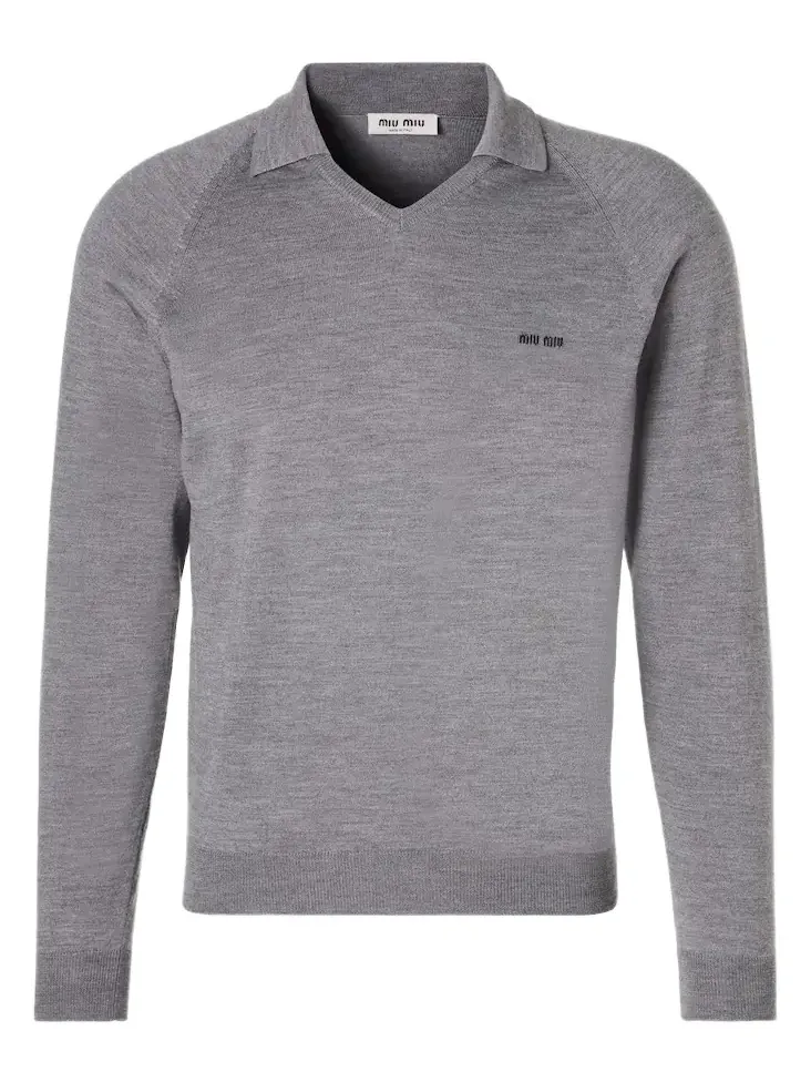 Virgin wool polo sweater