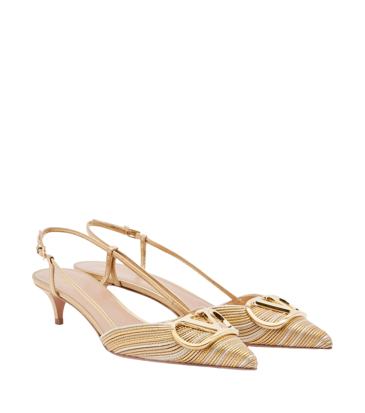 VLogo Signature leather slingback pumps VLogo Signature leather slingback pumps