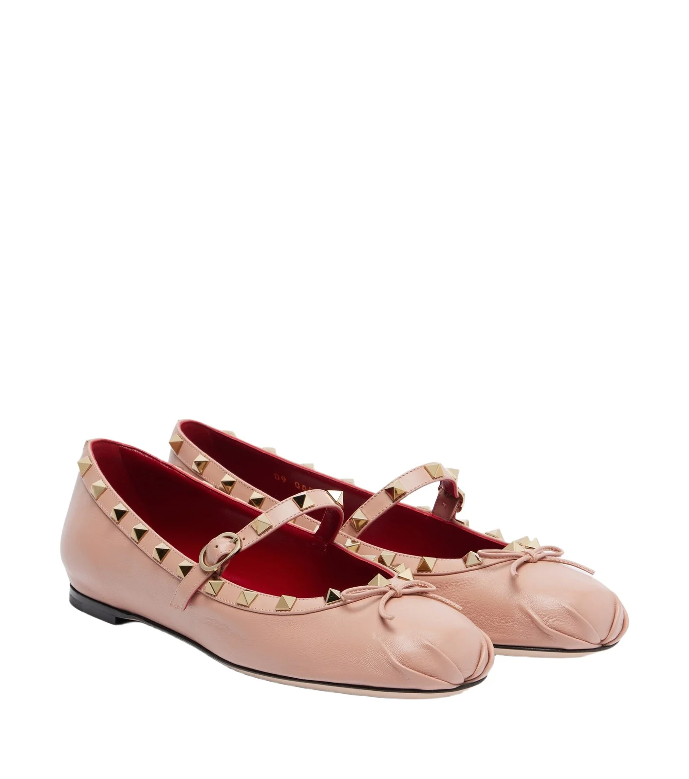 Rockstud leather Mary Jane flats