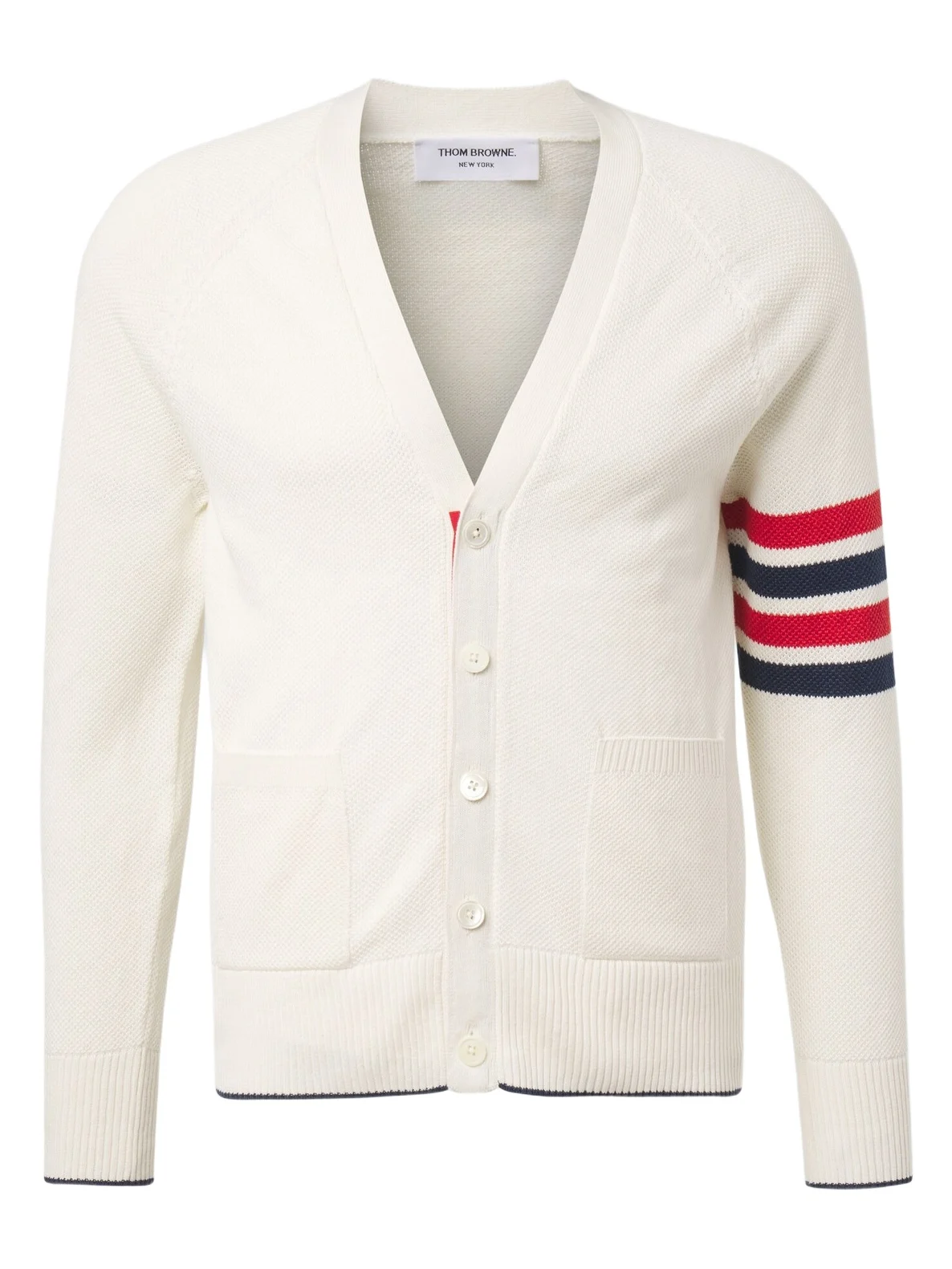 Thom Browne 4-Bar linen and cotton cardigan