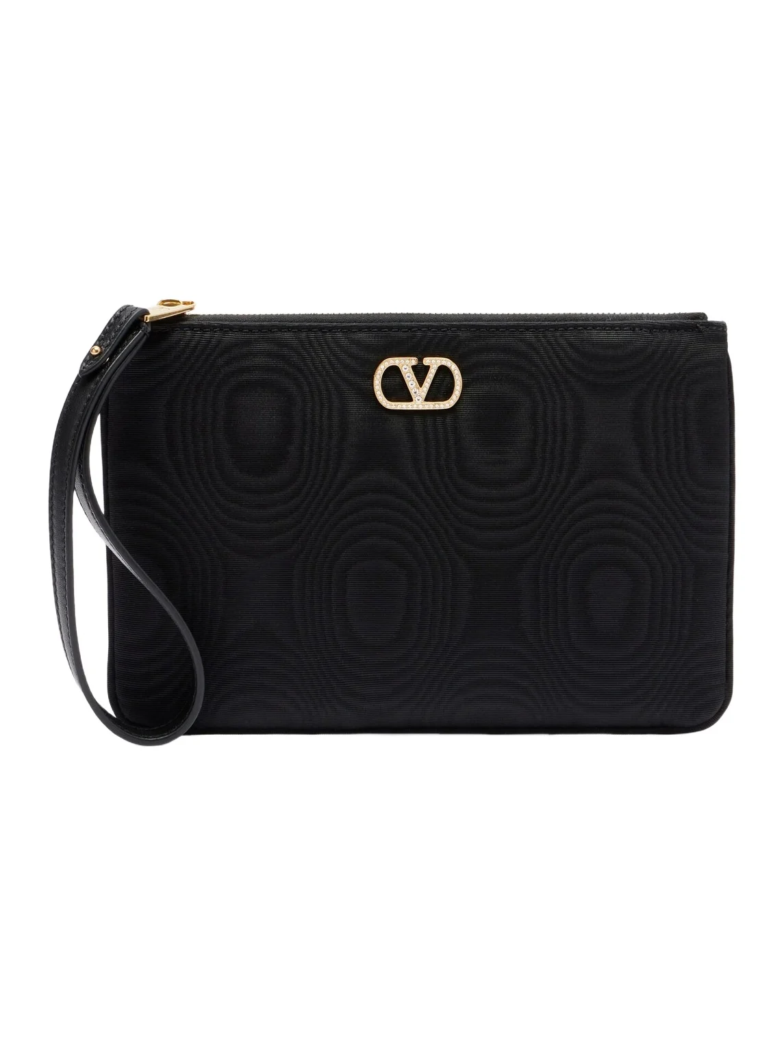 VLogo Swarovski-embellished moiré pouch