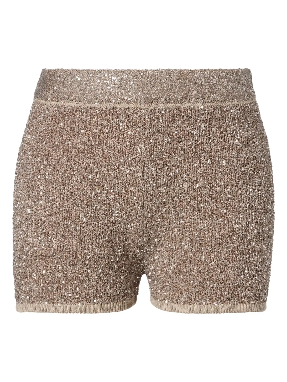 Sequined ribbed-knit cotton shorts Sequined ribbed-knit cotton shorts