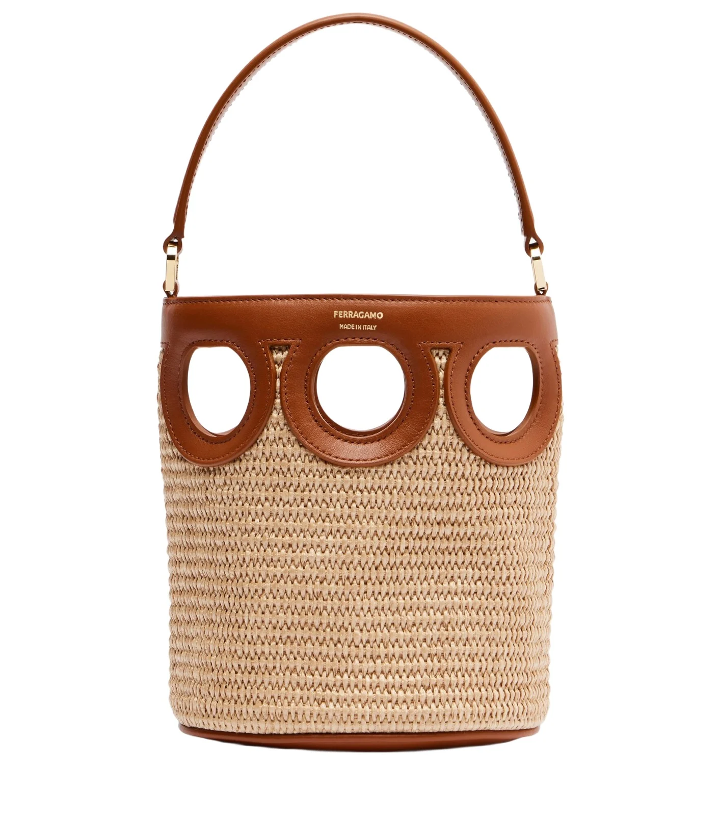 Gancini Small raffia bucket bag
