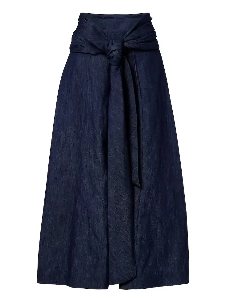 Zivan cotton and linen denim midi skirt