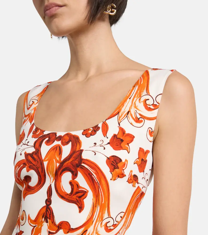 Dolce & Gabbana Majolica silk-blend charmeuse midi dress | Thumbnail 3 Dolce & Gabbana Majolica silk-blend charmeuse midi dress | Thumbnail 3