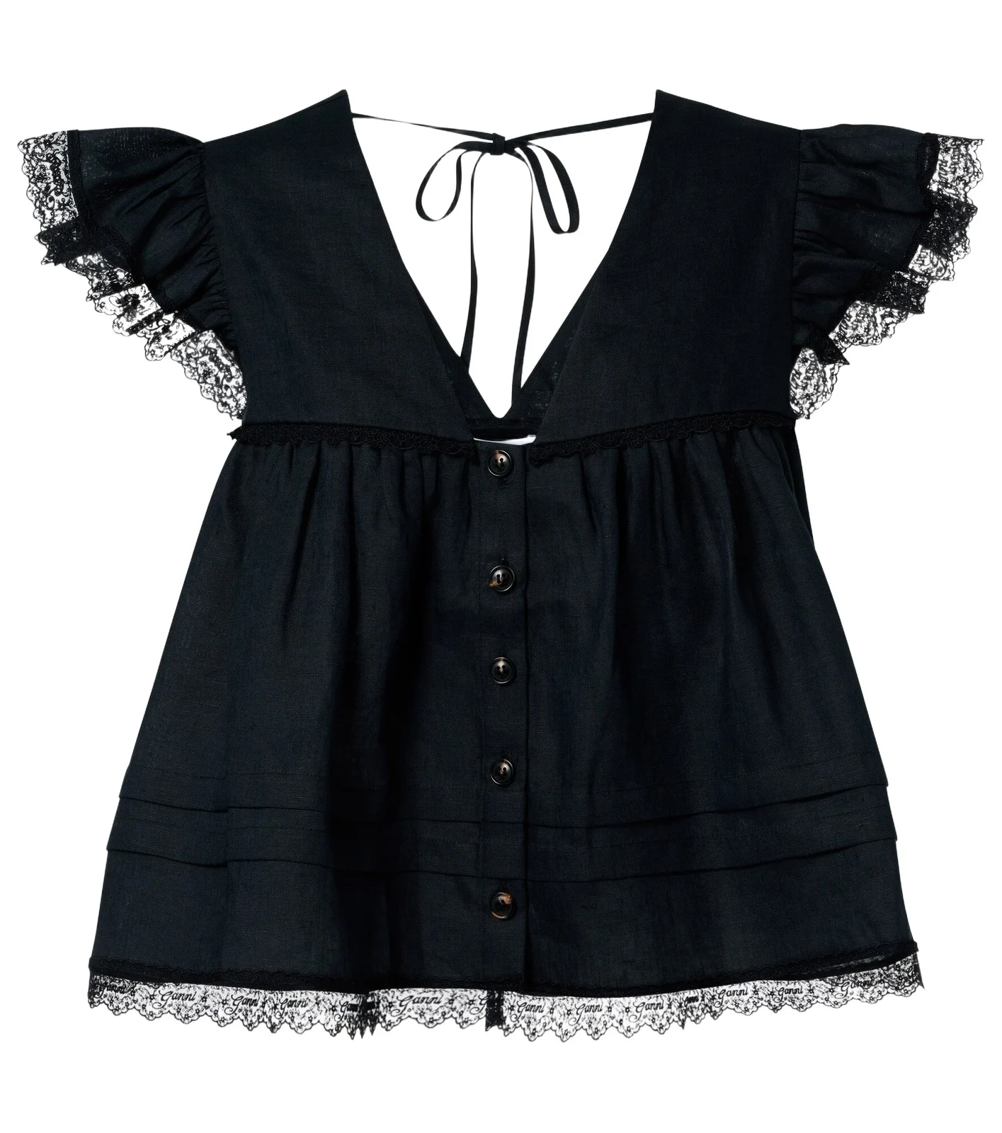 Lace-trimmed linen top Lace-trimmed linen top