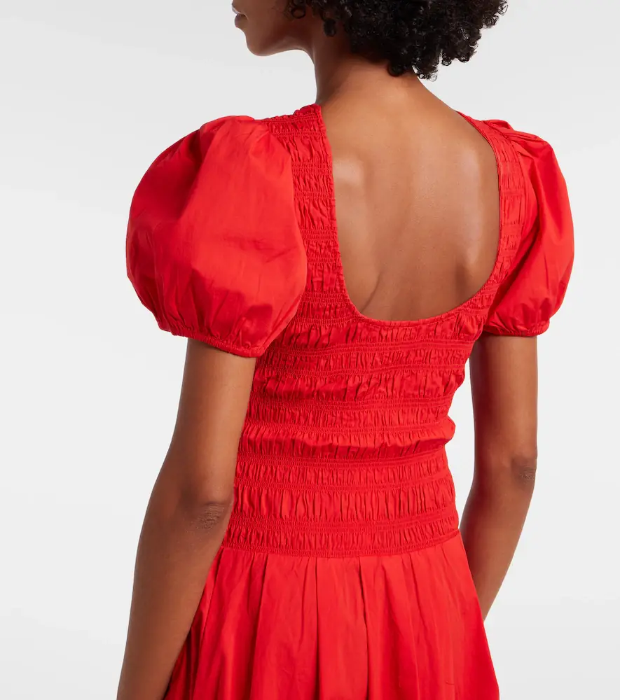 Ganni Shirred cotton-blend poplin midi dress | Thumbnail 4
