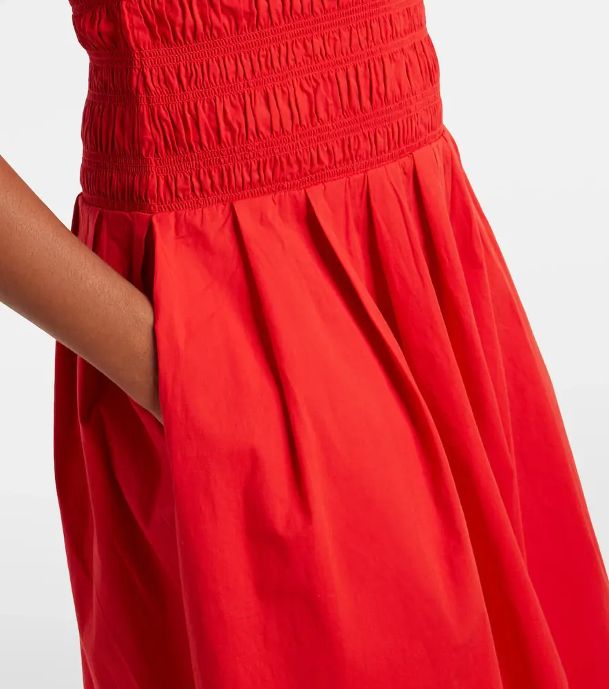 Ganni Shirred cotton-blend poplin midi dress | Thumbnail 6