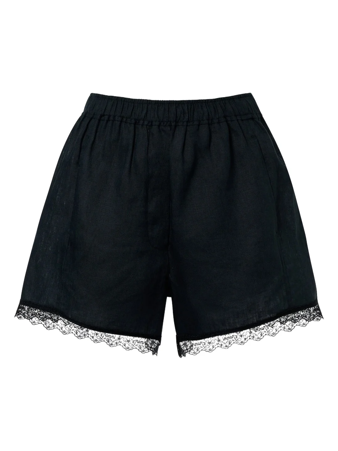 Lace-trimmed linen shorts Lace-trimmed linen shorts