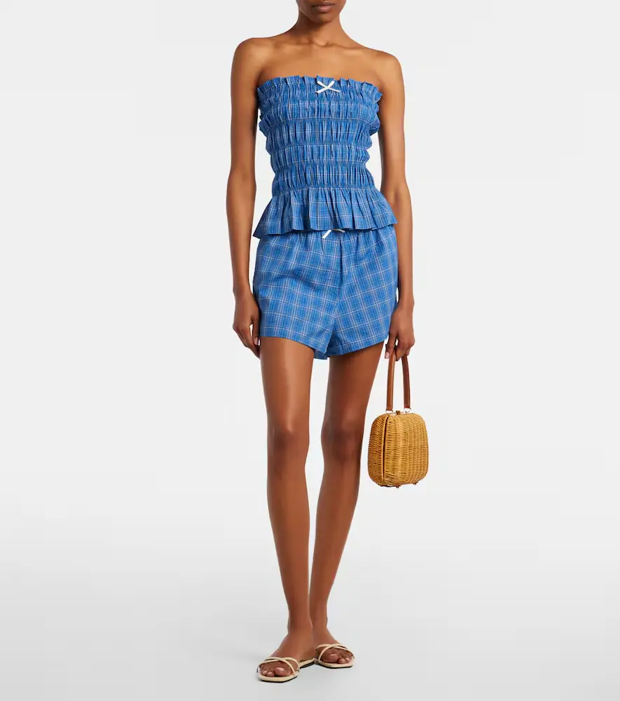 Faithfull Leya plaid cotton shorts | Thumbnail 4