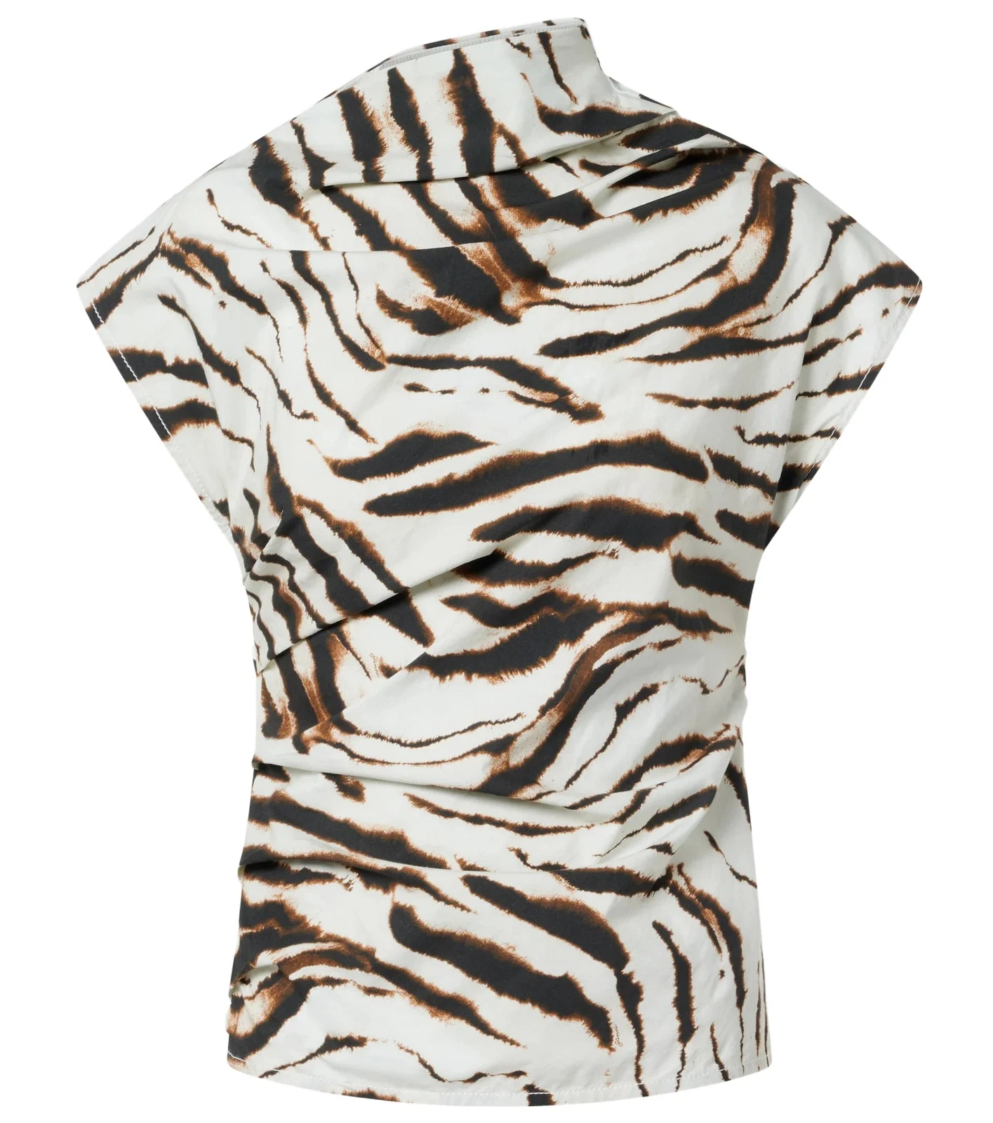 Zebra-print cotton-blend top