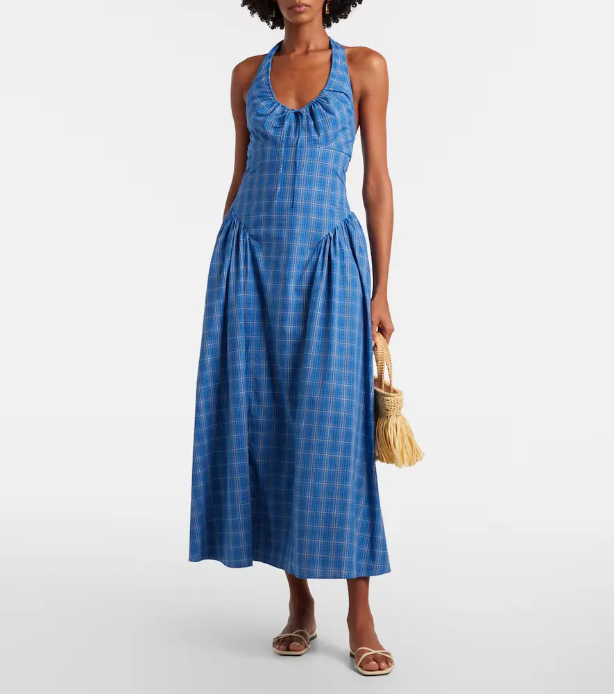 Faithfull Del Ros plaid halterneck cotton midi dress | Thumbnail 4 Faithfull Del Ros plaid halterneck cotton midi dress | Thumbnail 4