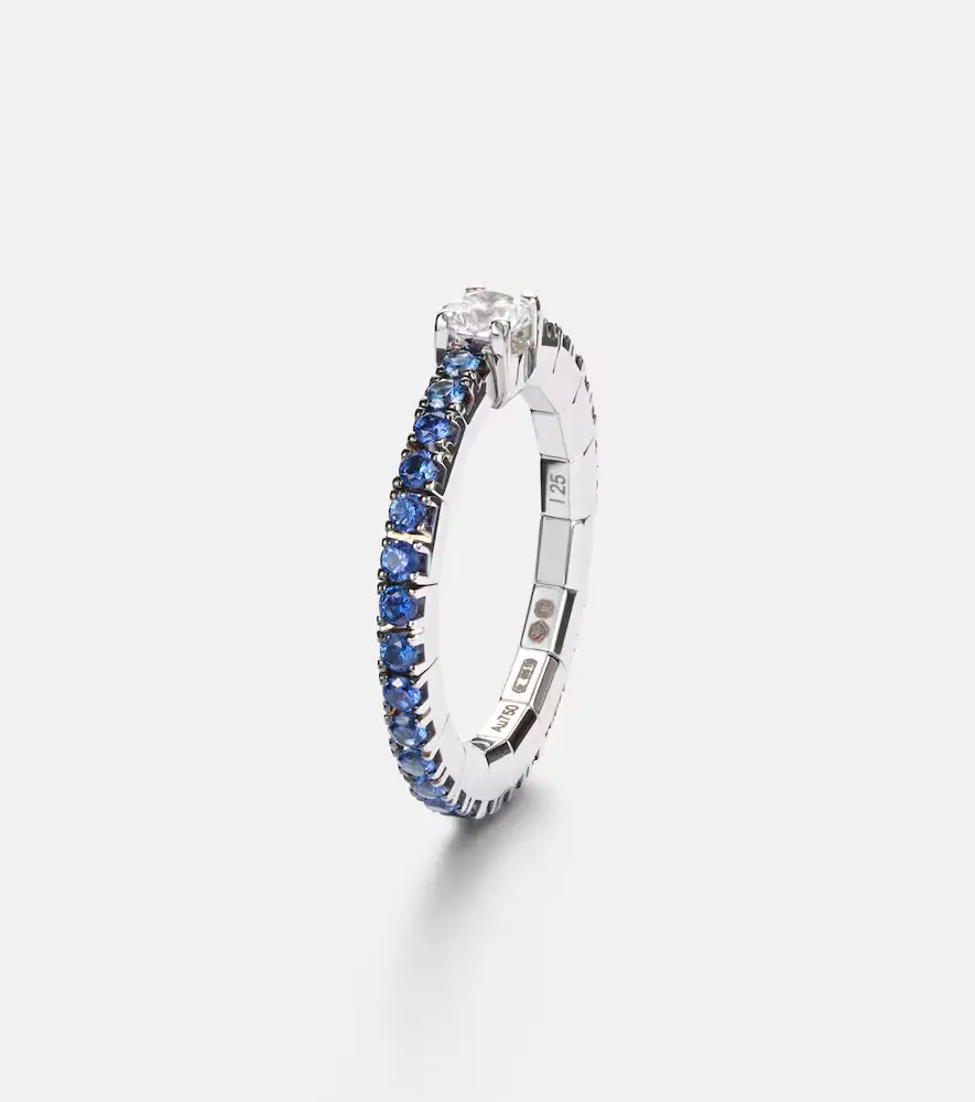 Bucherer Fine Jewellery Stretchy 18kt white gold ring with diamond and sapphires | Thumbnail 2