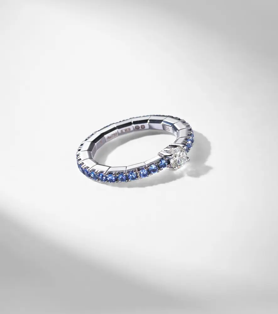 Bucherer Fine Jewellery Stretchy 18kt white gold ring with diamond and sapphires | Thumbnail 5