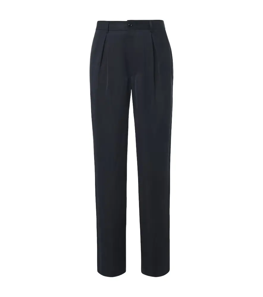 Pleated satin wide-leg pants