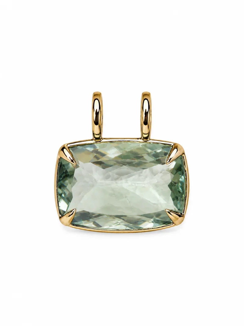 21.08ct Green Amethyst 18K Gold Cushion Pendant