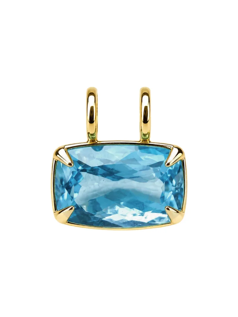 21.35ct Sky Blue Topaz 18K Gold Cushion Pendant