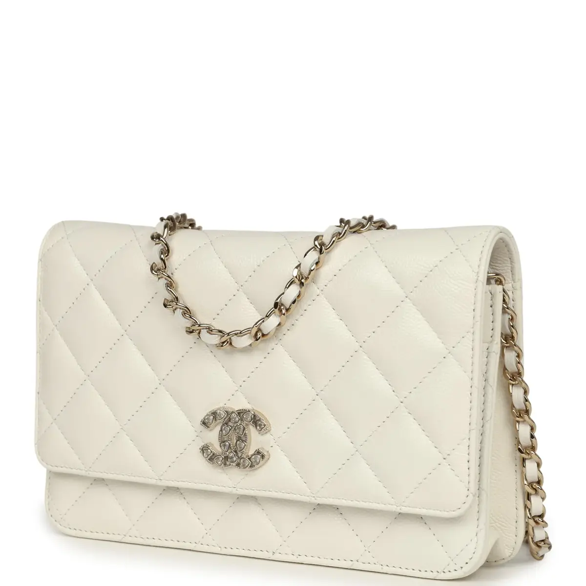 Chanel Chanel Wallet On Chain WOC White Shiny Caviar Light Gold Hardware | Thumbnail 5 Chanel Chanel Wallet On Chain WOC White Shiny Caviar Light Gold Hardware | Thumbnail 5